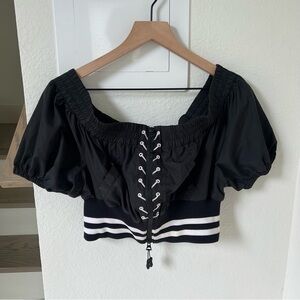 Adam Selman Sport Crop Top in Black and White